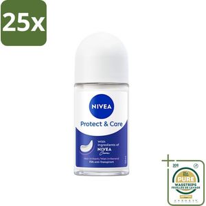 25 x Nivea - Deodorant - Roller - Protect & Care - 48 Uur Lang Werkend - 50 ml - Grootverpakking - Nivea Deodorant Roller - 48 Uur Bescherming - Anti-transpirant - Verzorgende Deodorant - Alcoholvrij Deodorant