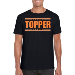 Toppers in concert - Bellatio Decorations Verkleed T-shirt voor heren - topper - zwart - oranje glitters - feestkleding S