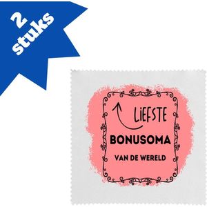 Akyol - liefste bonusoma van de wereld brillendoekjes - Oma - de liefste bonusoma - verjaardag - cadeautje voor oma - oma artikelen - kado - geschenk - 17,8 bij 17,8 cm - 2 stuks