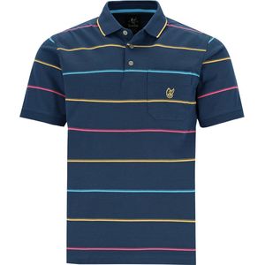 Hajo - Poloshirt Premium - heren- donkerblauw gestreept - maat 5XL