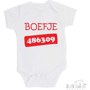 100% Katoenen Romper ""Boefje 486309"" Unisex Katoen Wit/rood Maat 68/74