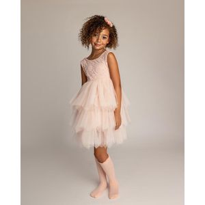 Feestjurk meisje-kleedje-blosjesroze jurk-verjaardagjurk-zomerjurk-tule jurk roze-feestkleding meisje-fotoshoot-bruidsmeisje-bruidskleding kind-communie-babyjurk-jurk Olivia (mt 80/86)