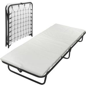 Opklapbed Logeerbed 90x210 cm Wit Metaal - Klein Eenpersoons