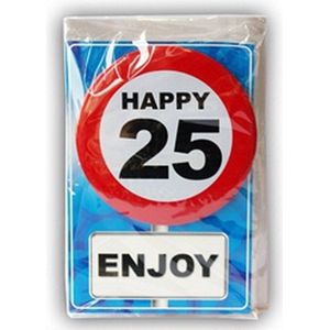 Happy Birthday kaart met button 25 jaar