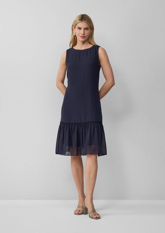 s.Oliver - A-lijn Jurk - Chiffon - Mouwloos - Midilengte