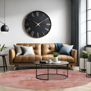 Mazovia Tapijt Oranje Modern Abstract,Effen - Woonkamer - Rond Voeten Vloerverwarming Machinewasbaar OEKO-TEX® Certificaat - 160 x 160 cm