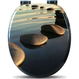 Toiletbril - Kiezel print - Antibacterieel - Softclose - Universeel ontwerp