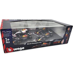 Bburago Red Bull Racing Formule 1 - 4 modelauto's van Max Verstappen in geschenkverpakking - RB19, RB18, RB16B - Schaalmodel 1:43