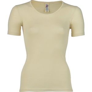 Engel - Womens Unterhemd S/S - Merino Ondergoed - Wit/Grijs - 70% Wol, 30% Zijde