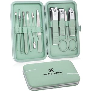 Nagelknipperset manicureset voor professionele manicure en pedicure - 10 stuks - groen