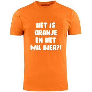 Het is oranje en het wil bier?! Oranje Heren T-shirt | Koningsdag | bier