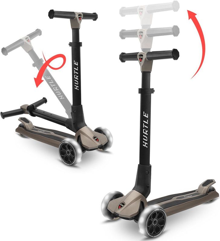 Hurtle - 3-Wieler Step Scooter - Opvouwbaar - LED-Wielen - Verstelbare Hoogte