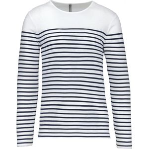 Kariban Gestreept heren-t-shirt lange mouwen K366 - White / Navy Stripes - XXL