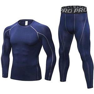 Thermisch ondergoed voor heren, lange mouwen, compressie set voor outdoor activiteiten, dunne en ademende basislaag, ideaal voor fietsen en skiën, XL