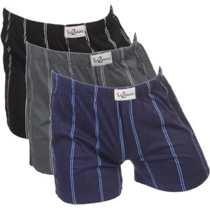 Fun2wear/Funderwear heren boxershorts wijd - 3-pack - maat 3XL - Streep marine/antraciet/zwart