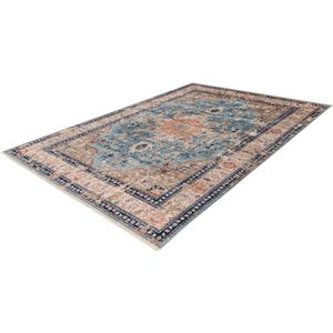 Lalee Prime Vintage vloerkleed franjes handmade look oosters 200x290 cm blauw beige