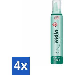 4 x Wella Extra Strong Hold Haarmousse 200 ml - Haarmousse - Ultra Sterke Versteviging - Flexibel Haar - Haarstyling - Langdurige Hold