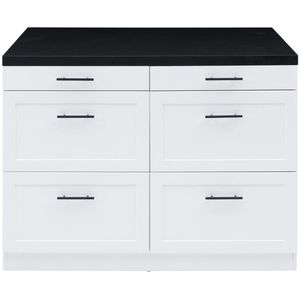 Vente-unique Keukeneiland met 6 lades van mdf en metaal - Wit en antraciet - LAKSINA L 120 cm x H 90 cm x D 100 cm