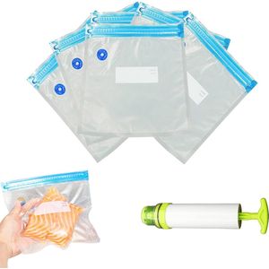 Vacuümzakken - 10 Stuks Ritszakken Set Met Vacuümpomp Voor Voedselbewaring en Vacuümkoken