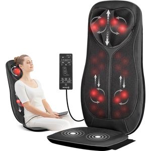 Massagestoelkussen met kneed-rol- vibratie- warmte nek schouder rugmassageapparaat- geschenken massage matras