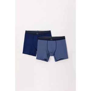 Woody duopack boxershorts heren - donkerblauw gestreept (lang) - 242-12-QLC-Z/057 - maat S