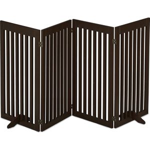 Relaxdays Veiligheidshekje hout - 92 cm hoog - kinderhek - hondenhek - inklapbaar - bruin - 4 panelen