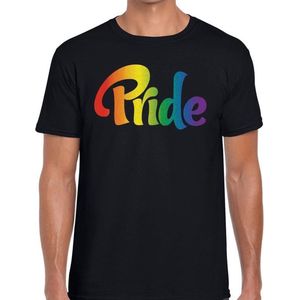 Pride regenboog t-shirt - zwart gaypride shirt voor heren - Gay pride XL