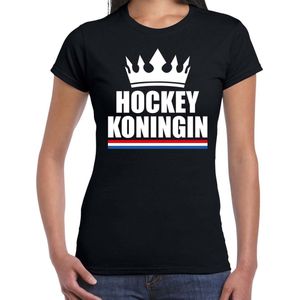Zwart hockey koningin shirt met kroon dames - Sport / hobby kleding S