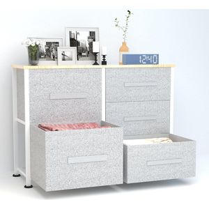 Commode met Opbergladen en Stalen Frame - Ruimtebesparende Ladekast voor Slaapkamer en Kinderkamer