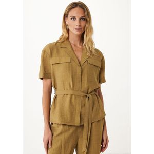 Mexx Safari Linen Blouse Camouflage Green Dames - Maat 38