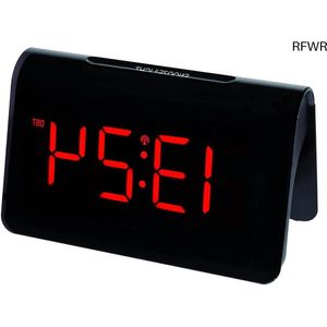 RFWR® Digitale Zendergestuurde Wekker met Grote LED Cijfers en Snooze-functie - Zwart/Rood