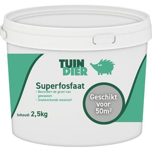 Superfosfaat | Tuin-Dier | Fosfaat meststof zorgt voor de energiehuishouding van planten en gewassen | In handige bewaaremmer | 5.000 gram | 5 kilogram