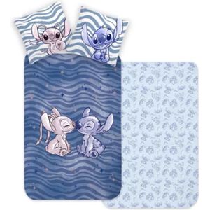 Lilo and Stitch - Peuterdekbedovertrek - Blauw - Katoen - Inclusief Kussensloop