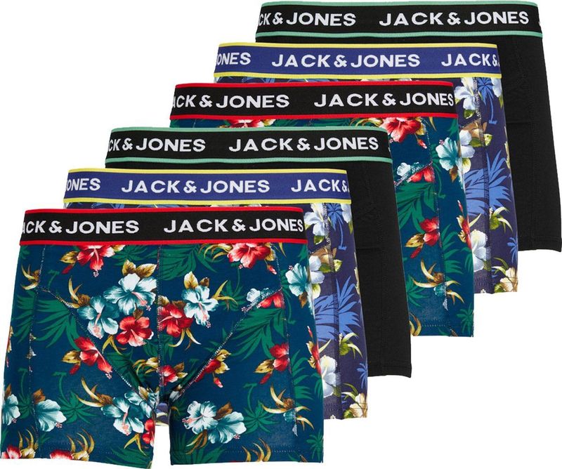 Jack & Jones - JACFLOWER - Boxershorts - Zwart / Donkerblauw - 6 Pack - Trunks