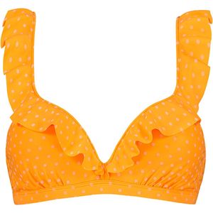 Velvet Dot ruffle bikinitop - Oranje - Gestipt