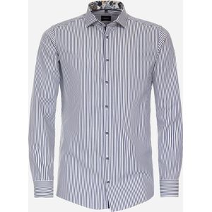 VENTI modern fit overhemd - dobby - blauw gestreept - Strijkvriendelijk - Boordmaat: 46