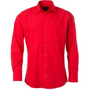 James and Nicholson Heren Longsleeve Poplin Shirt (Tomatenrood)