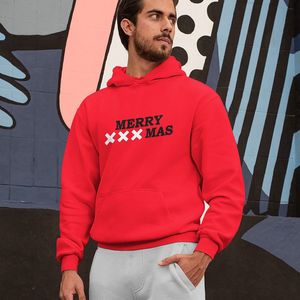 Amsterdam Kerst Hoodie Rood Merry XXXmas - Maat XS - Uniseks Fit - Kerstkleding Voor Dames & Heren