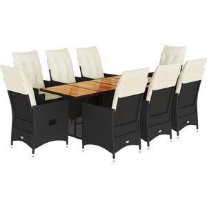 vidaXL - 9-delige - Tuinset - poly - rattan - zwart