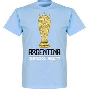 Argentinië WK 2022 Campeones T-Shirt - Lichtblauw - XS