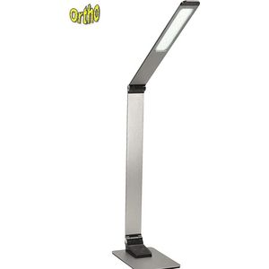 Ortho® - Luxe Bureaulamp Licht Grijs - NIEUW - LED - Warm Wit en Daglicht - Dimbaar - met USB oplaadpoort - incl. Klok - incl. Kalender -Incl. Alarm - Max 12W – 2700K/6500K - Licht Grijs