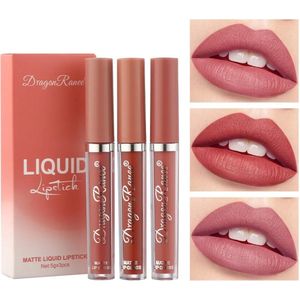 Lippenstift - Lippenstift langhoudend - Matte lippenstift - Set van 3 - Vloeibare lippenstif