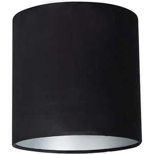 Uniqq Lampenkap velour zwart Ø 18 cm - 15 cm hoog met zilveren binnenzijde