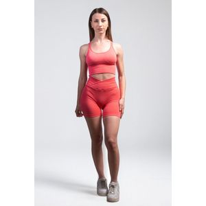 Empire Embodied Figurbetonende & nahtlose Damen High-Rise Yoga Shorts Fitnesshose mit Scrunch pink - aus recyceltem Polyester S