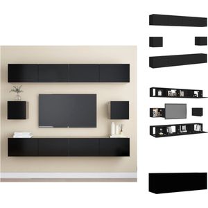 vidaXL Televisiemeubelset - naam van de - Wandbevestiging - Kleur- zwart - Materiaal- spaanplaat - Montage vereist - Inclusief- 4 x televisiemeubel- 100 x 30 x 30 cm (B x D x H) - 2 x televisiemeubel- 30.5 x 30 x 30 cm (B x D x H) - Kast