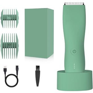 Trimmer voor lichaamshaar voor mannen, scheerapparaat voor vrouwen, epilator, bikinilijntrimmer, scheerapparaat voor liezen en lichaam, baardscheerapparaat voor armen, groen (met voet)