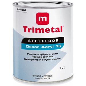 Trimetal Stelfloor Decor Acryl 1 K - Watergedragen vloerverf voor binnen - Kleur RAL 9010 Zuiver Wit ( gebrokenwit ) - 1 L