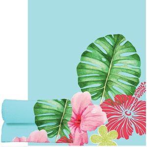Better Nights - Plaid - Fleurs Tropicale - 130x160 - Exotisch - 100% polyester - extra zacht - Groen