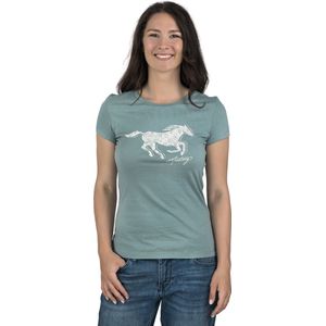 Mustang Dames T-Shirt Alexia C Logo slim fit Turkoois S Ronde Hals Volwassenen Basic T-shirt met korte mouwen en ronde hals gemaakt van 100% katoen