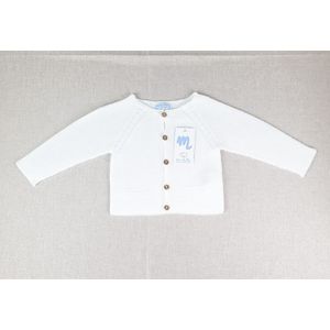 Mac Ilusion Gebreid Vestje Unisex | 9271 | Wit | Houten Knoopjes | 3 maand | maat 62